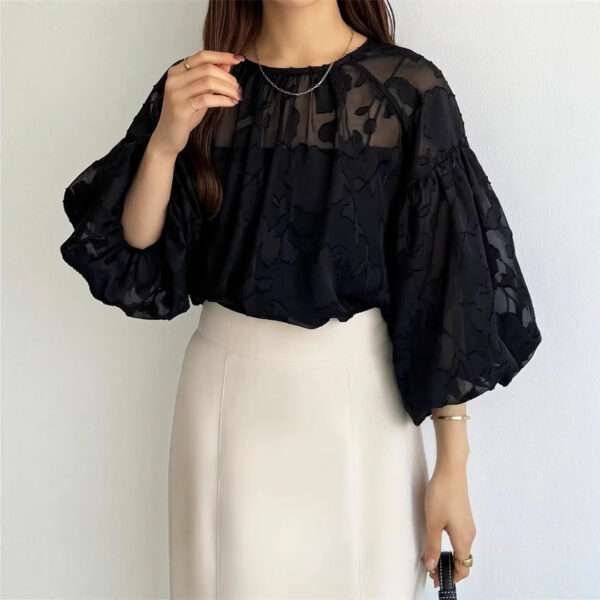 Sunscreen Shirt Air Conditioning Shirt Loose Lace Blouse Hollow Out Top